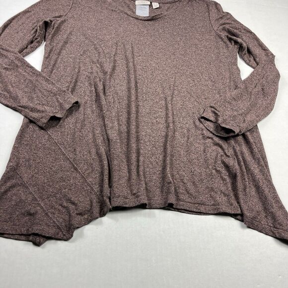 LOGO Lori Goldstein V-Neck Tunic Shirt Purple Long Sleeve Soft Casual Top LARGE - Picture 2 of 9